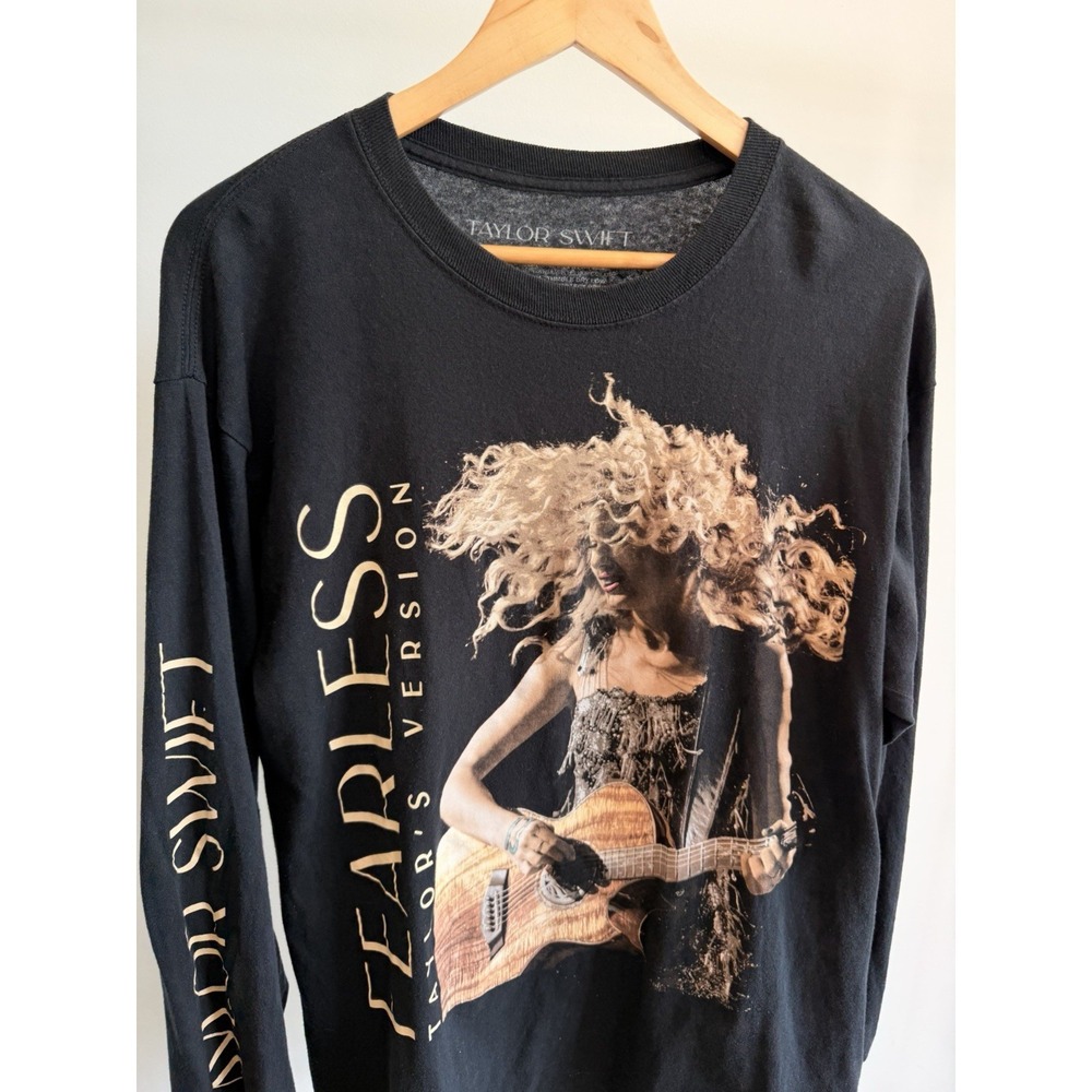 Taylor Swift Fearless Shirt Long Sleeve Large Black Taylor's Version Album Promo - Picture 2 of 4